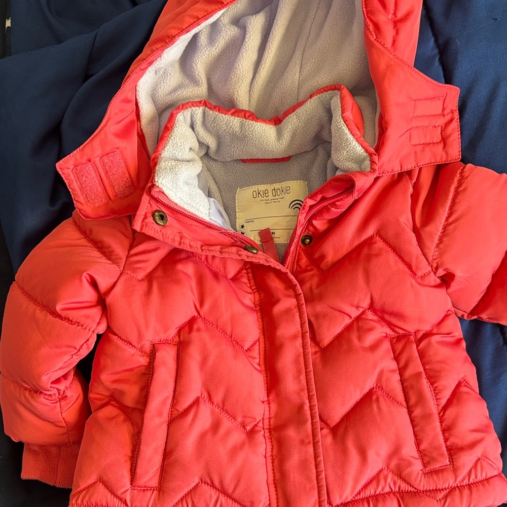 12MO baby girl Okie Dokie Vibrant Red Kids Puffer Jacket